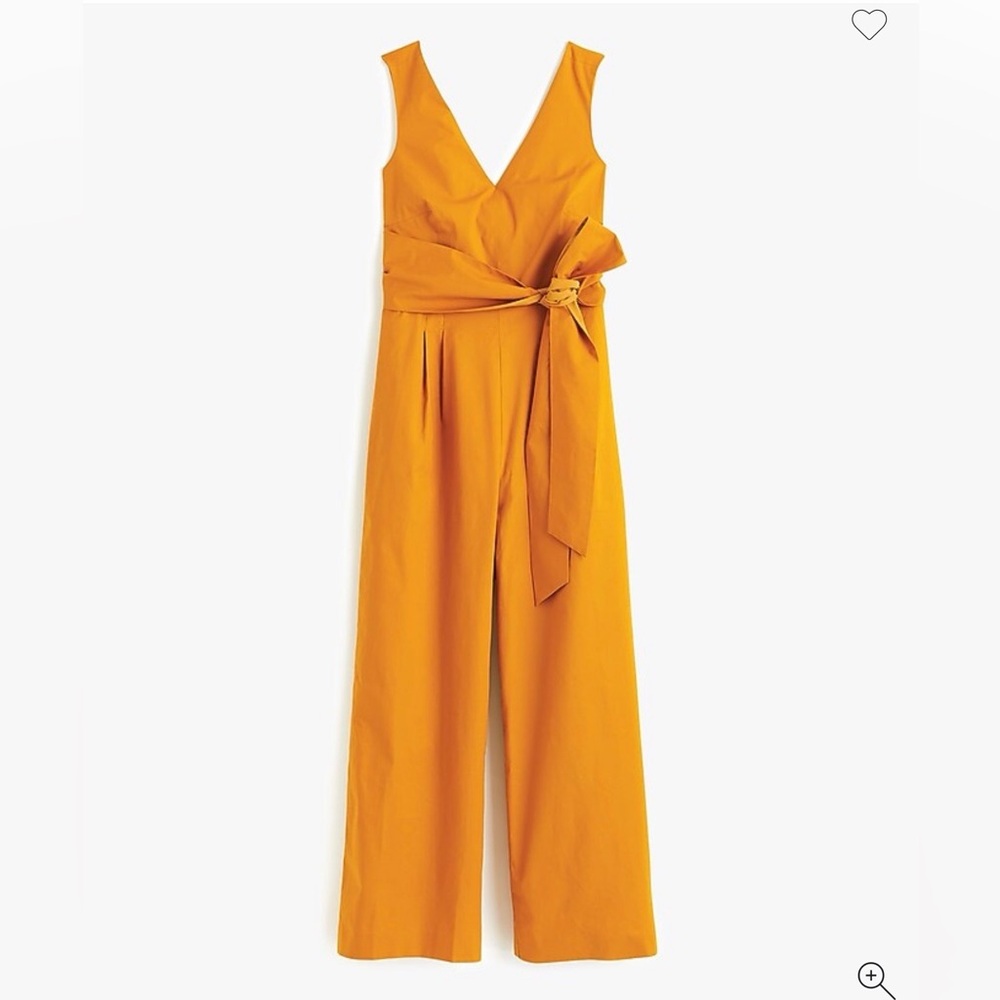NWT J.Crew Wrap-tie Sleeveless Jumpsuit Stretch Poplin Mustard Yellow Size 2
